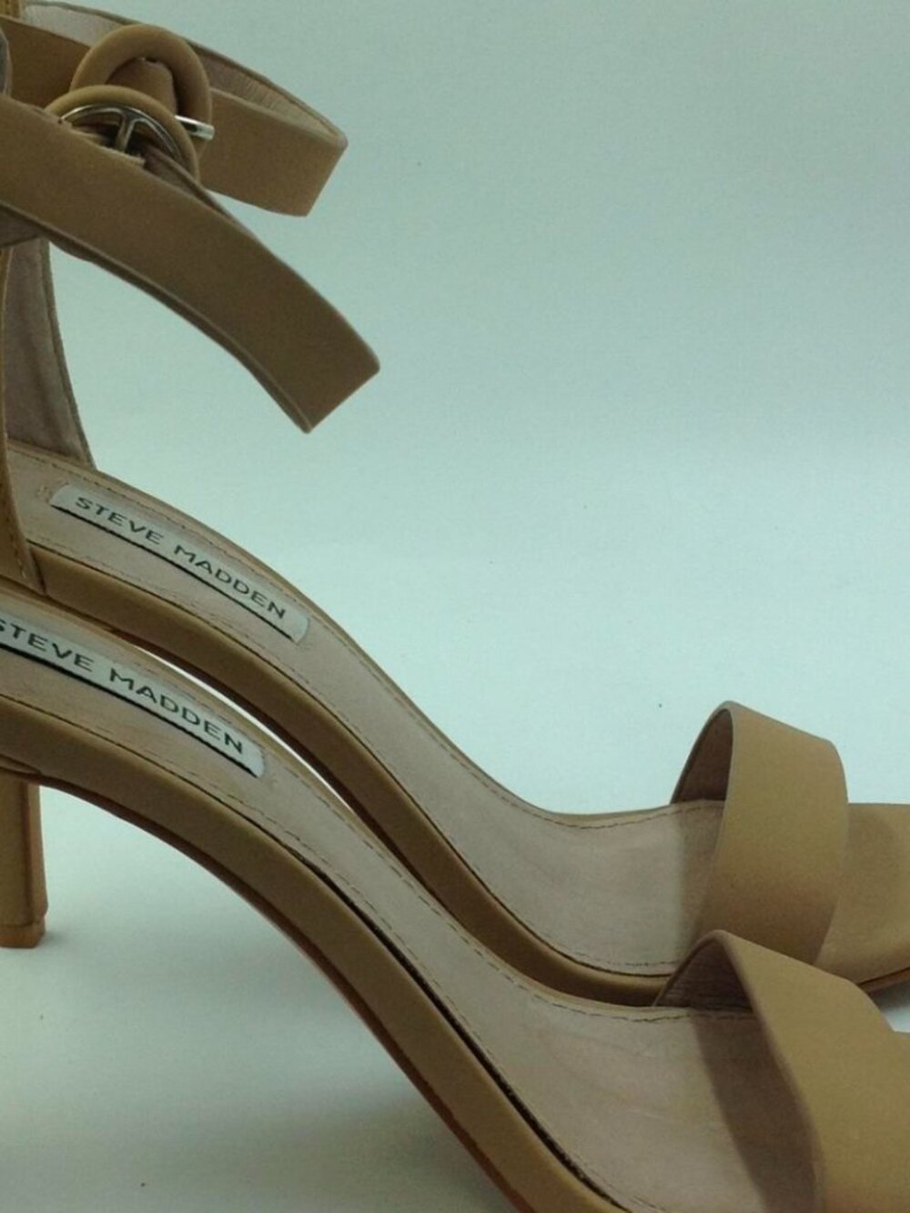 Woman's Tan Leather Buckle Detail Steve Madden High Heels - Picture 4 of 7